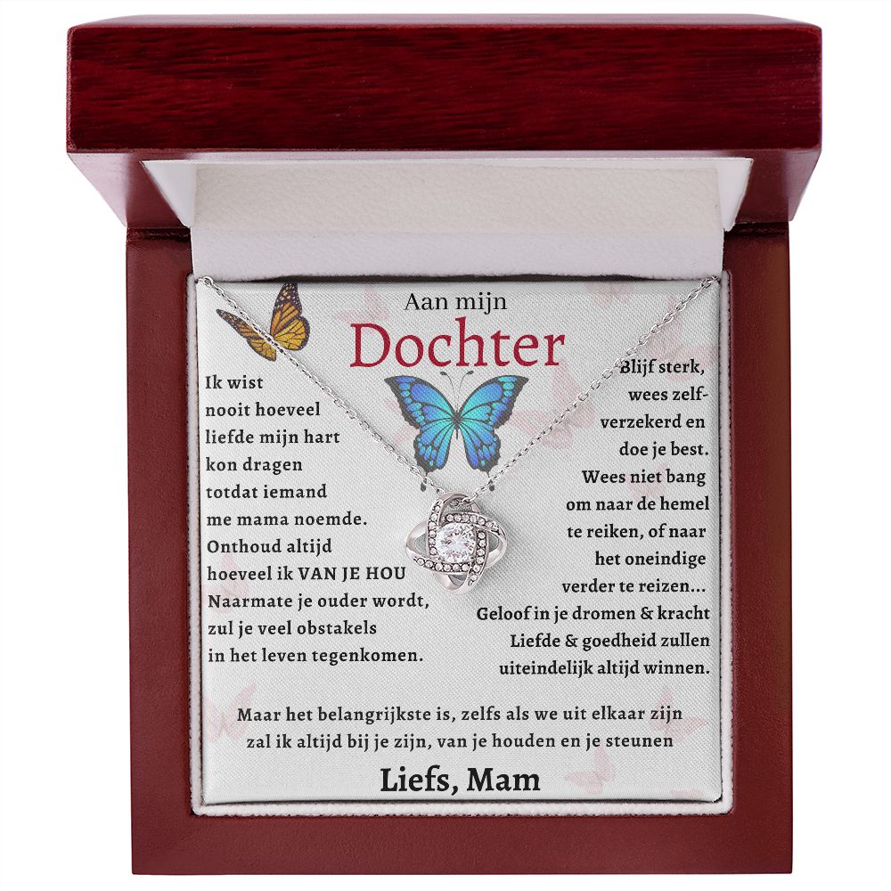 Aan mijn Dochter - Liefdesknoop Halsketting -Geloof in je dromen