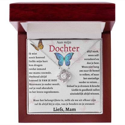 Aan mijn Dochter - Liefdesknoop Halsketting -Geloof in je dromen