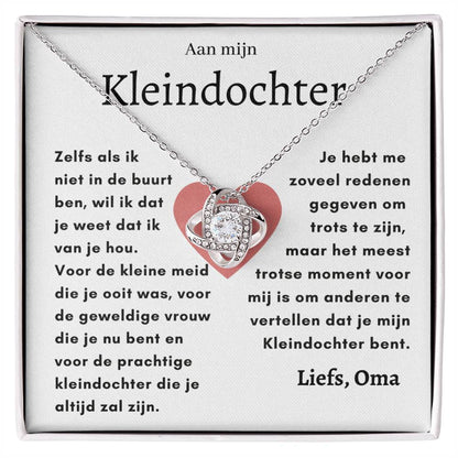 Aan mijn Kleindochter - Liefdesknoop Halsketting - Meest trotse moment
