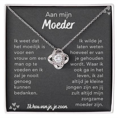 Aan mijn moeder, ik hou van je, je zoon - Liefdesknoop Halsketting