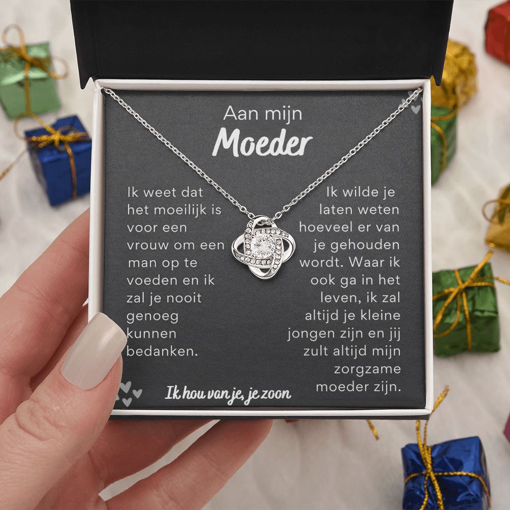 Aan mijn moeder, ik hou van je, je zoon - Liefdesknoop Halsketting