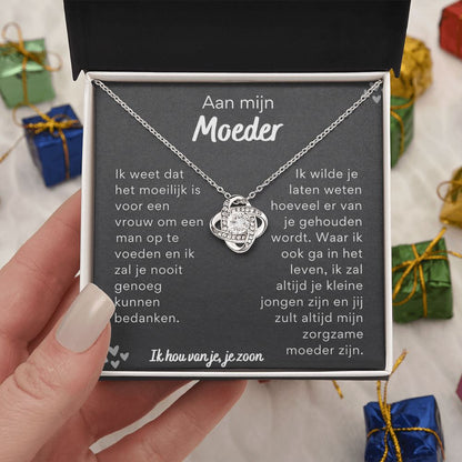 Aan mijn moeder, ik hou van je, je zoon - Liefdesknoop Halsketting