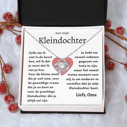 Aan mijn Kleindochter - Liefdesknoop Halsketting - Meest trotse moment