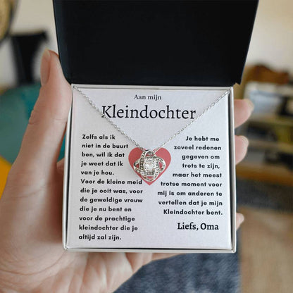 Aan mijn Kleindochter - Liefdesknoop Halsketting - Meest trotse moment