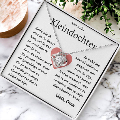 Aan mijn Kleindochter - Liefdesknoop Halsketting - Meest trotse moment