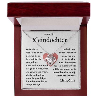 Aan mijn Kleindochter - Liefdesknoop Halsketting - Meest trotse moment
