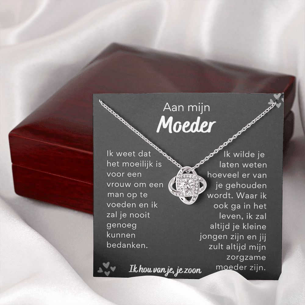Aan mijn moeder, ik hou van je, je zoon - Liefdesknoop Halsketting