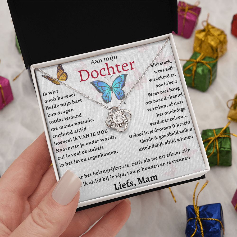 Aan mijn Dochter - Liefdesknoop Halsketting -Geloof in je dromen