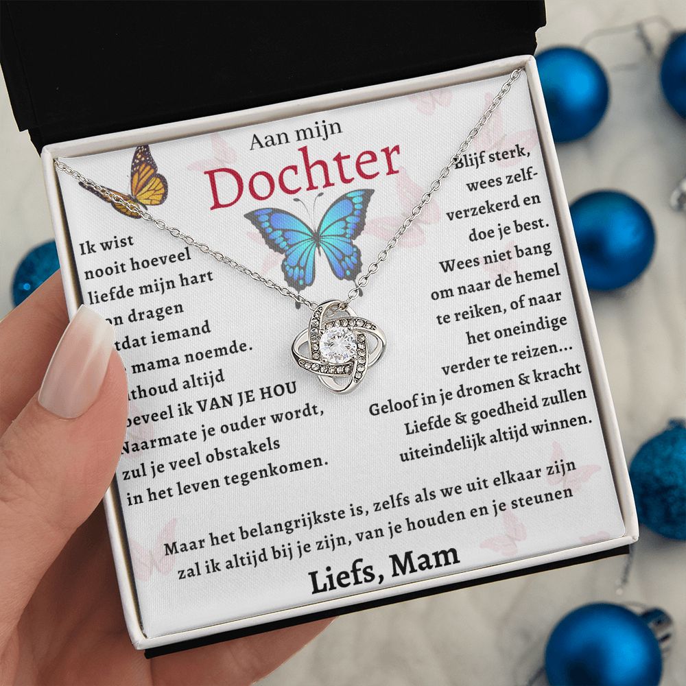 Aan mijn Dochter - Liefdesknoop Halsketting -Geloof in je dromen